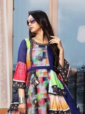 Rajwadi Chanderi Cotton Designer long Gown for women wear  D5 Party Wear gown