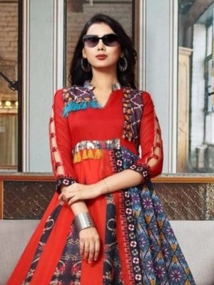 Rajwadi Chanderi Cotton Designer long Gown for women wear  D4 Party Wear gown