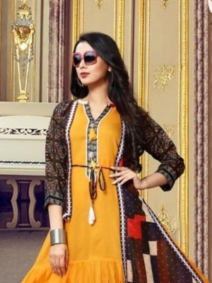 Rajwadi Chanderi Cotton Designer long Gown for women wear  D1 Party Wear gown