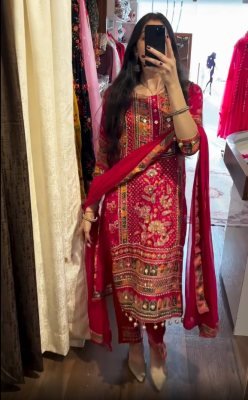 Red Rani Heavy Fancy pair with Dupptta set KURTIES