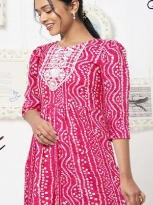 Rutvi Kurti Pair Bandhani Style Design 06 party wear kurtis