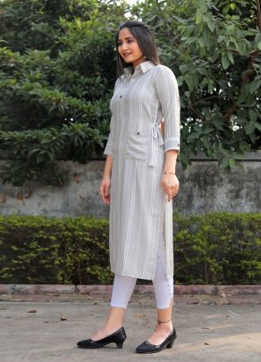 Saame Grey Cotton New Trendy Western Kurti For Women Wear D5 fancy kurtis