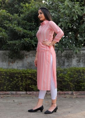 Saame Pink Cotton New Trendy Western Kurti For Women Wear D2 fancy kurtis