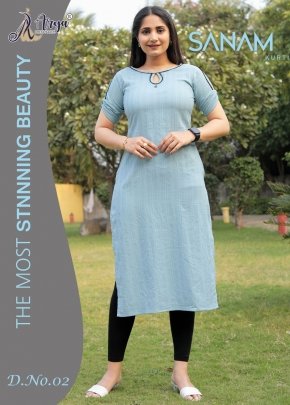 Sanam Blue Cotton Daily Wear Kurti For Women Wear D2