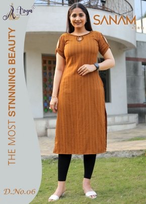Sanam Mustard  Cotton Daily Wear Kurti For Women Wear D6
