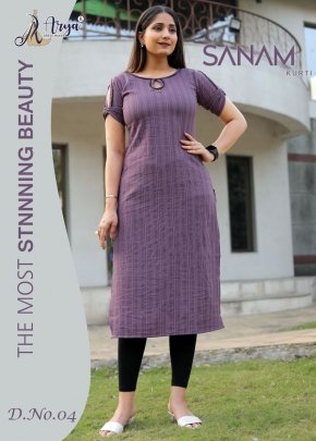 Sanam Purple Cotton Daily Wear Kurti For Women Wear D4 fancy kurtis