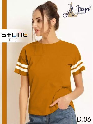 Stone Lycra Solid Top For Gilrs Wear  D6 TOP