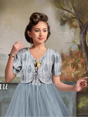 Surmghu softnet Gown Sequence and thread work  D5 Kids  Wear