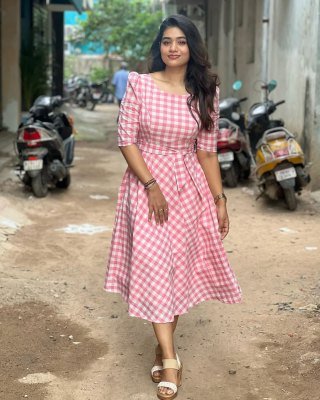 TANVI CHEX LONG WESTERN DRESS KURTIES