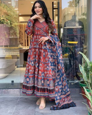 TARNA ANARKALI KURTI PANT SET WITH DUPATTA fancy kurtis