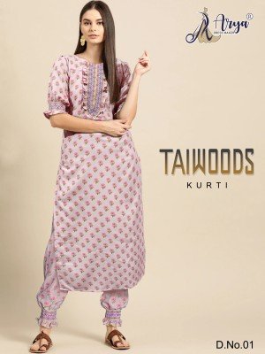Taiwoods Digital print   Smoking work Kurti  Pair D1