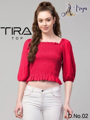 Tiira Heavy Crepe Elastic thread work  D2 TOP