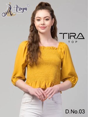 Tiira Heavy Crepe Elastic thread work  D3 TOP