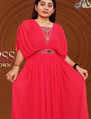 Tipss long gown original mirror work D2 Party Wear gown