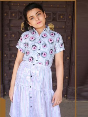 VINA POLY REYON WESTERN STYLE TOP AND SKRIT D3 Kids  Wear