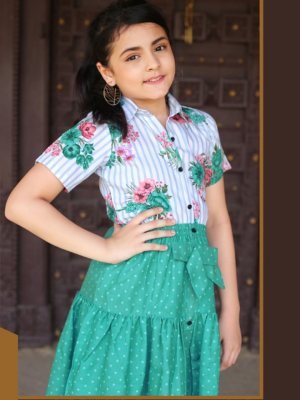 VINA POLY REYON WESTERN STYLE TOP AND SKRIT D5 Kids  Wear