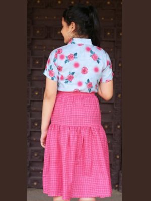 VINA POLY REYON WESTERN STYLE TOP AND SKRIT D6 Kids  Wear