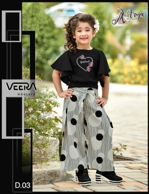 Veera Black Polireyon  Thread Work Top   Digital print Plazzo For Kids Wear  D3  Kids  Wear