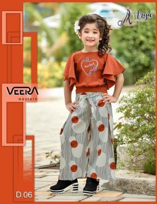 Veera Orange Polireyon  Thread Work Top   Digital print Plazzo For Kids Wear  