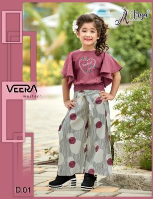 Veera Pink Polireyon  Thread Work Top   Digital print Plazzo For Kids Wear  D1 