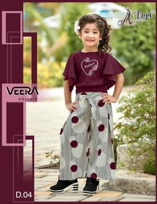 Veera Purple Polireyon  Thread Work Top   Digital print Plazzo For Kids Wear  D4 