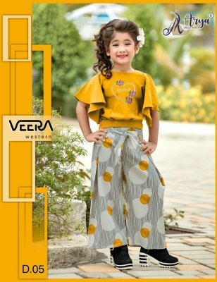 Veera Yellow Polireyon  Thread Work Top   Digital print Plazzo For Kids Wear 