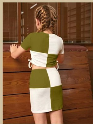 Vigha Green Penguin lycra Checked Design Western Dresses For Kids Wear  D3  Kids  Wear