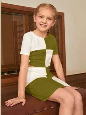 Vigha Green Penguin lycra Checked Design Western Dresses For Kids Wear  D3  Kids  Wear