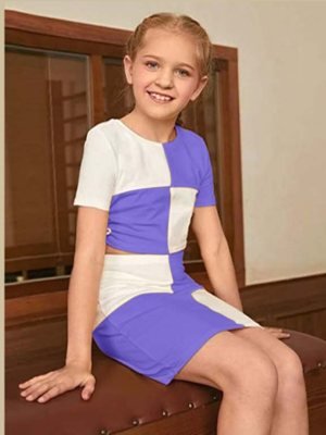Vigha Lavendar Penguin lycra Checked Design Western Dresses For Kids Wear D2  Kids  Wear