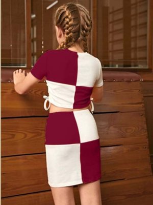 Vigha Maroon Penguin lycra Checked Design Western Dresses For Kids Wear  D5  Kids  Wear
