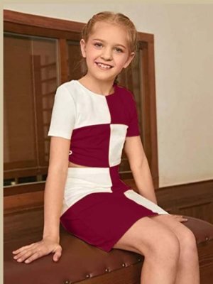 Vigha Maroon Penguin lycra Checked Design Western Dresses For Kids Wear  D5  Kids  Wear