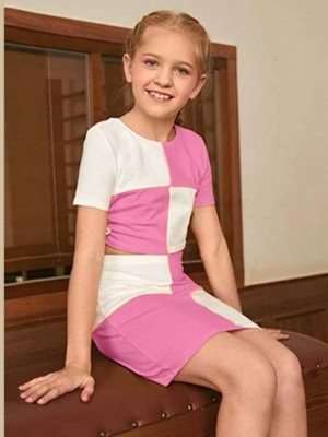 Vigha Pink Penguin lycra Checked Design Western Dresses For Kids Wear  D6  Kids  Wear