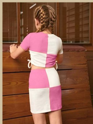 Vigha Pink Penguin lycra Checked Design Western Dresses For Kids Wear  D6  Kids  Wear