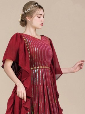 Vision Designer Gown Georgette Sequence work For Women D4 Party Wear gown