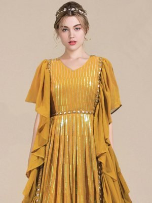 Vision Designer Gown Georgette Sequence work For Women D3 Party Wear gown