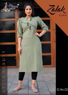 Zalak Green Cotton New Trendy Stylish Kurti For Women Wear D2
