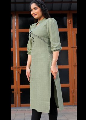 Zalak Green Cotton New Trendy Stylish Kurti For Women Wear D2 fancy kurtis
