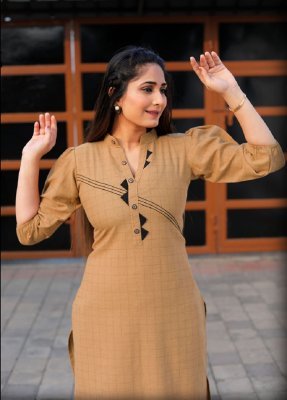 Zalak Mustard Cotton New Trendy Stylish Kurti For Women Wear D3 fancy kurtis
