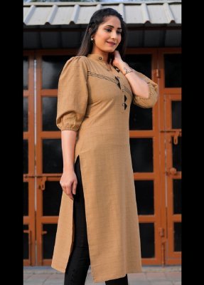 Zalak Mustard Cotton New Trendy Stylish Kurti For Women Wear D3 fancy kurtis