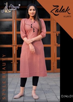 Zalak Peach Cotton New Trendy Stylish Kurti For Women Wear D1 fancy kurtis