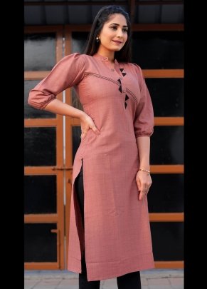 Zalak Peach Cotton New Trendy Stylish Kurti For Women Wear D1 fancy kurtis