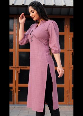 Zalak Purple Cotton New Trendy Stylish Kurti For Women Wear D4 fancy kurtis