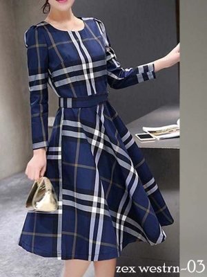 Zex Blue Poli Reyon New Trendy Fashionable Western Dress For Women Wear D3