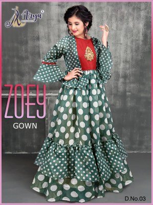 Zoey  Chanderi Sequence And Thread Work  Gown  D3