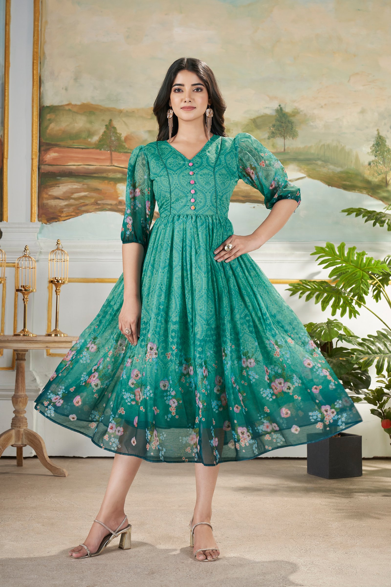 KANIKA LONG WESTERN  DRESS