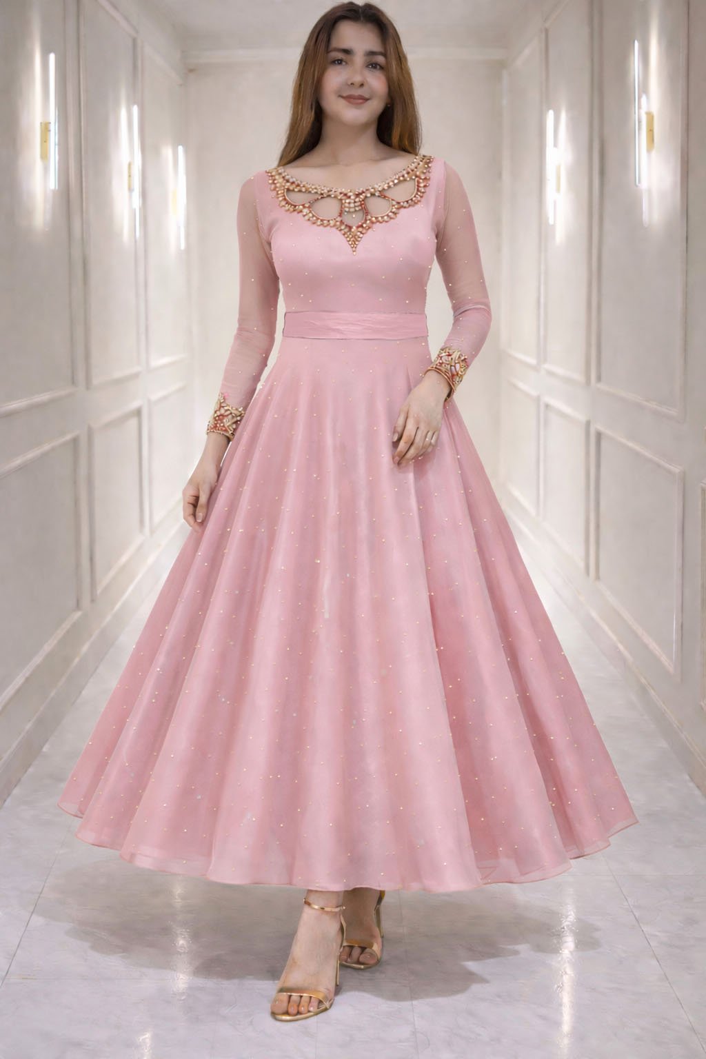 SWITY-Heavy Fancy Anarkali Flared Gown